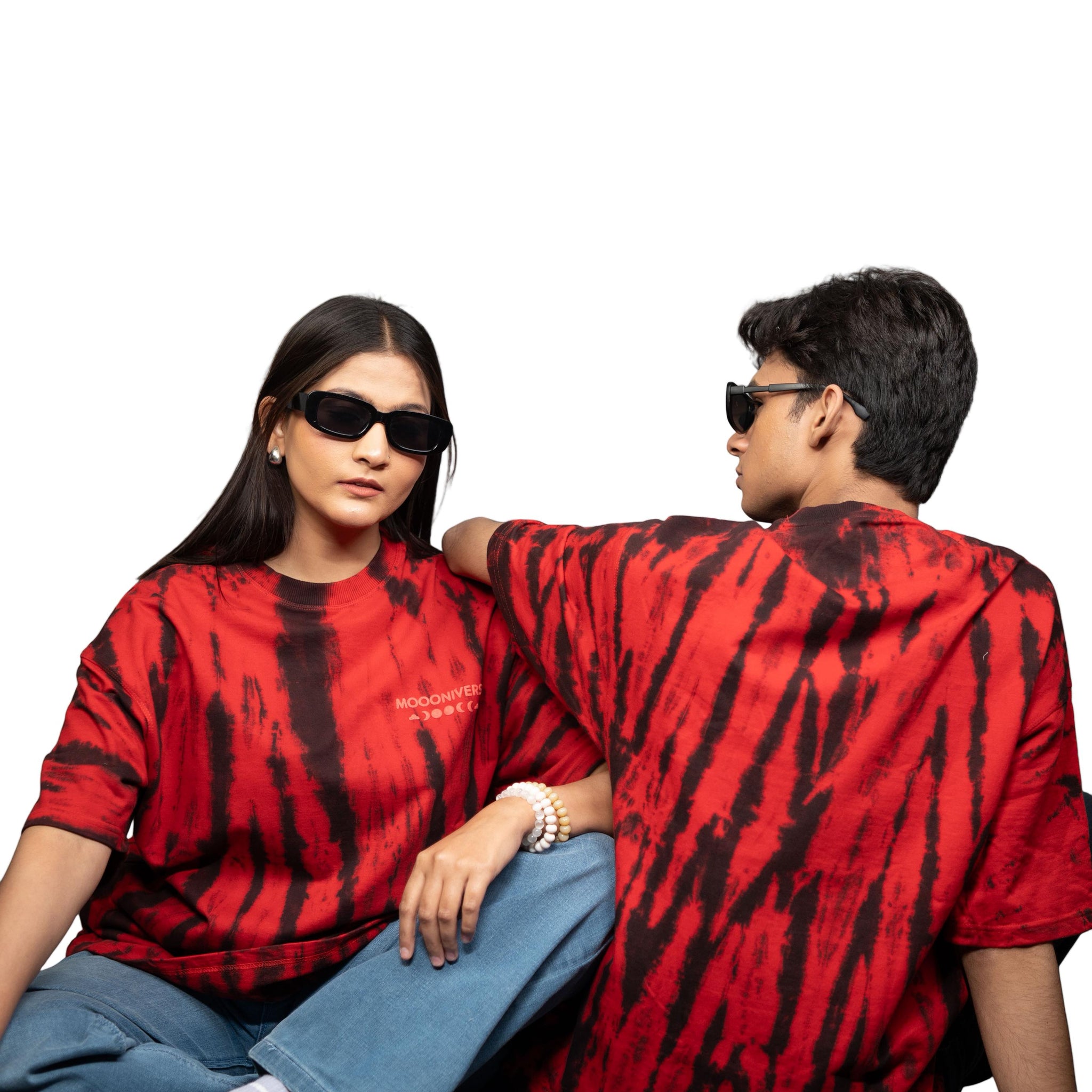 Burnt Aura Red and Black Oversized Tie-Dye Tee