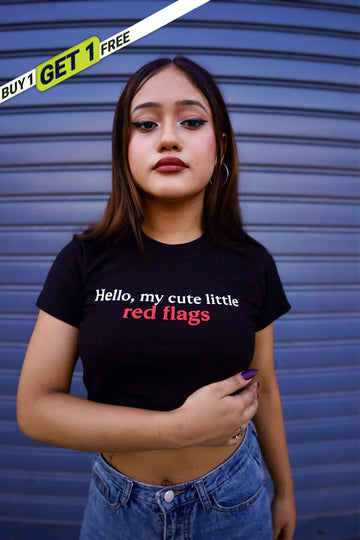 Hello, My Cute Little Red Flags – MOOONIVERSE Baby Tee