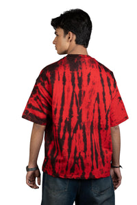 Burnt Aura Red and Black Oversized Tie-Dye Tee