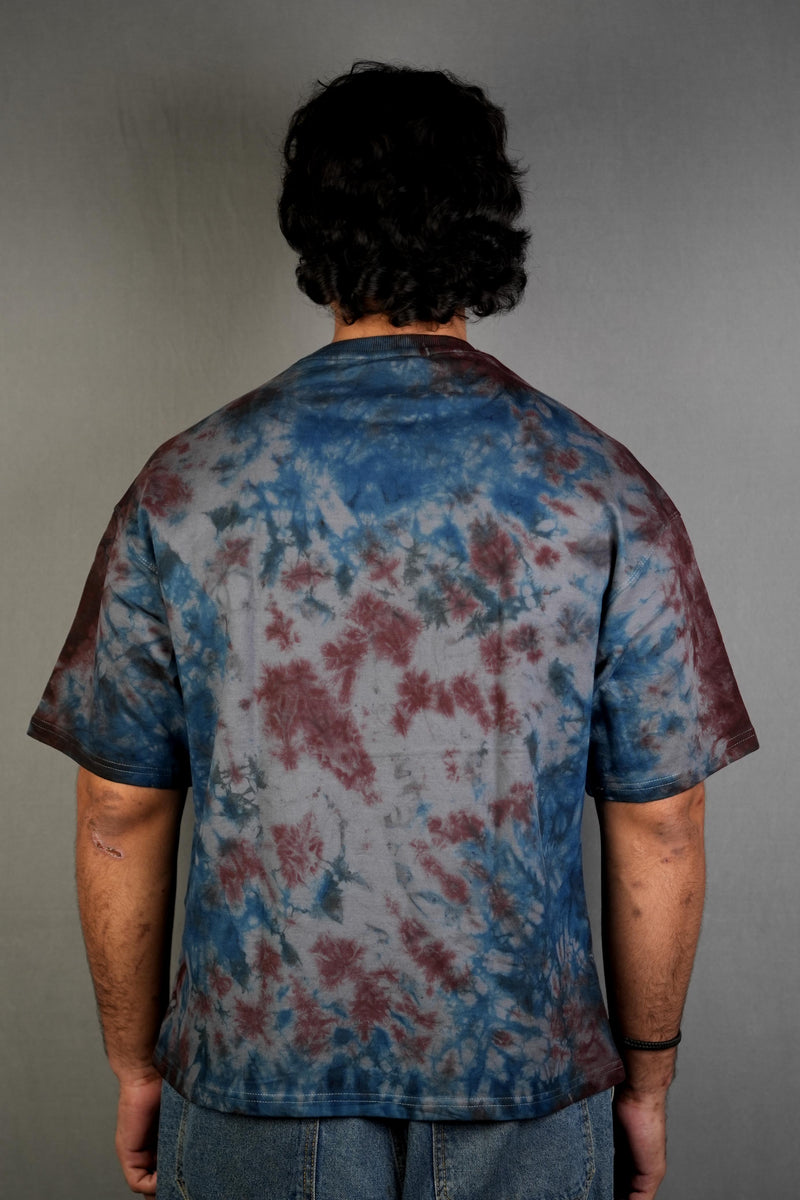 Dust & Shadow - Charcoal Brown Oversized Tie and Dye Tee