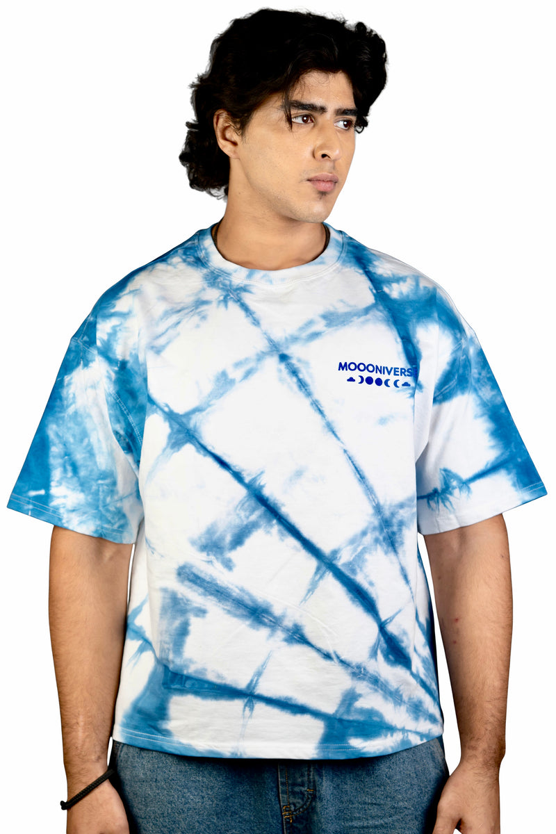Cotton Sky - Sky Blue and White Oversized Tie-Dye Tee