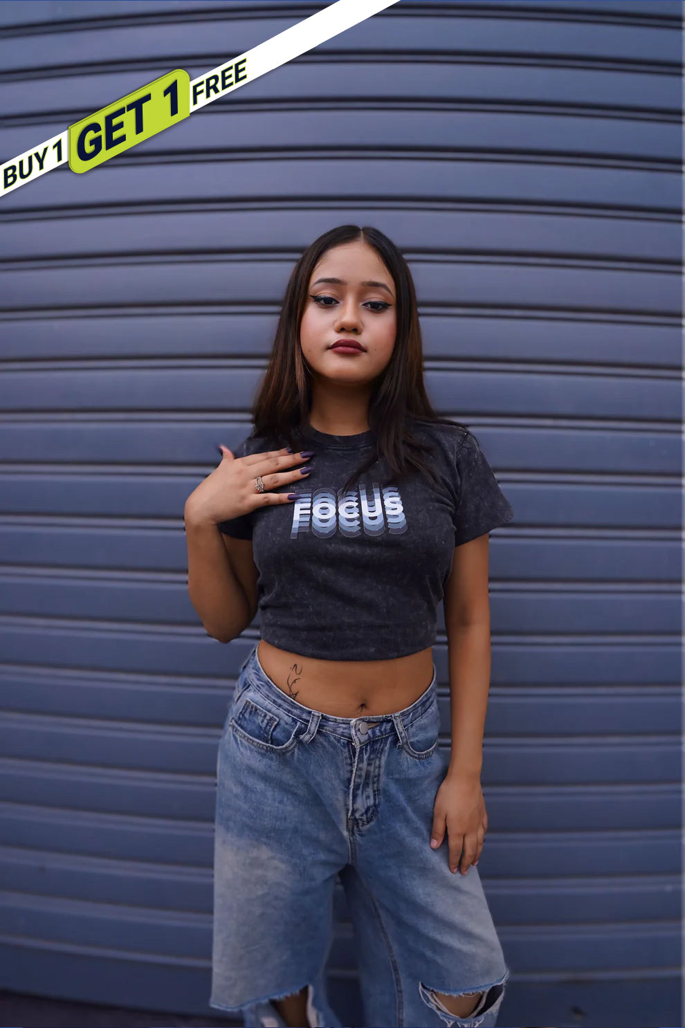 Illusion Grey STONE WASH – MOOONIVERSE Baby Tee