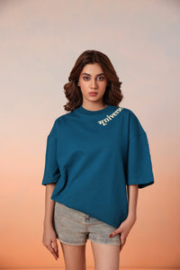 Kaleshi Queen Desi Oversized Graphic Tee in Teal Blue