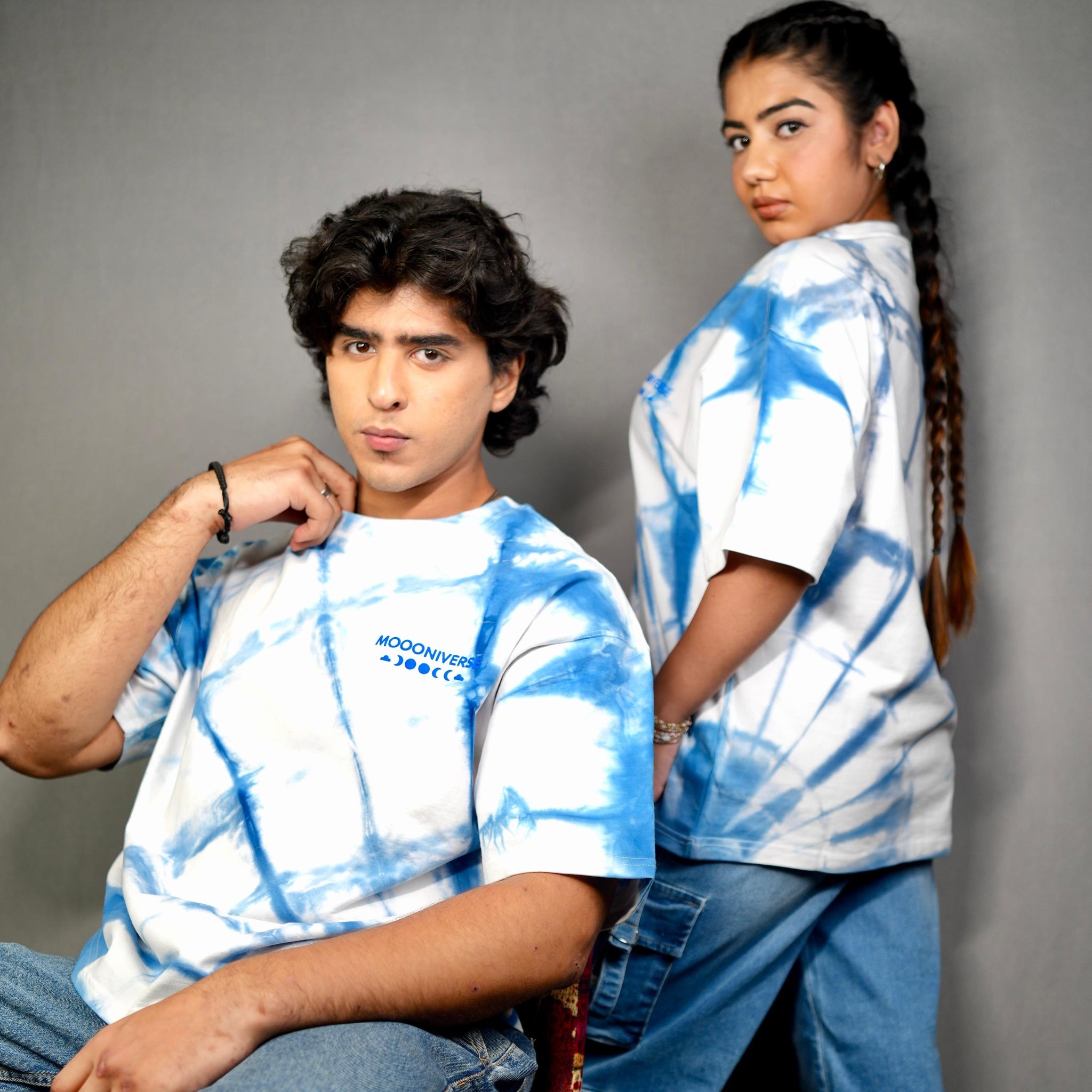 Cotton Sky - Sky Blue and White Oversized Tie-Dye Tee