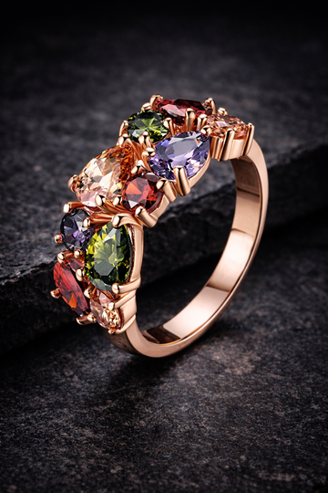 Multi-Stone Rose Gold Ring PRISM HEAT