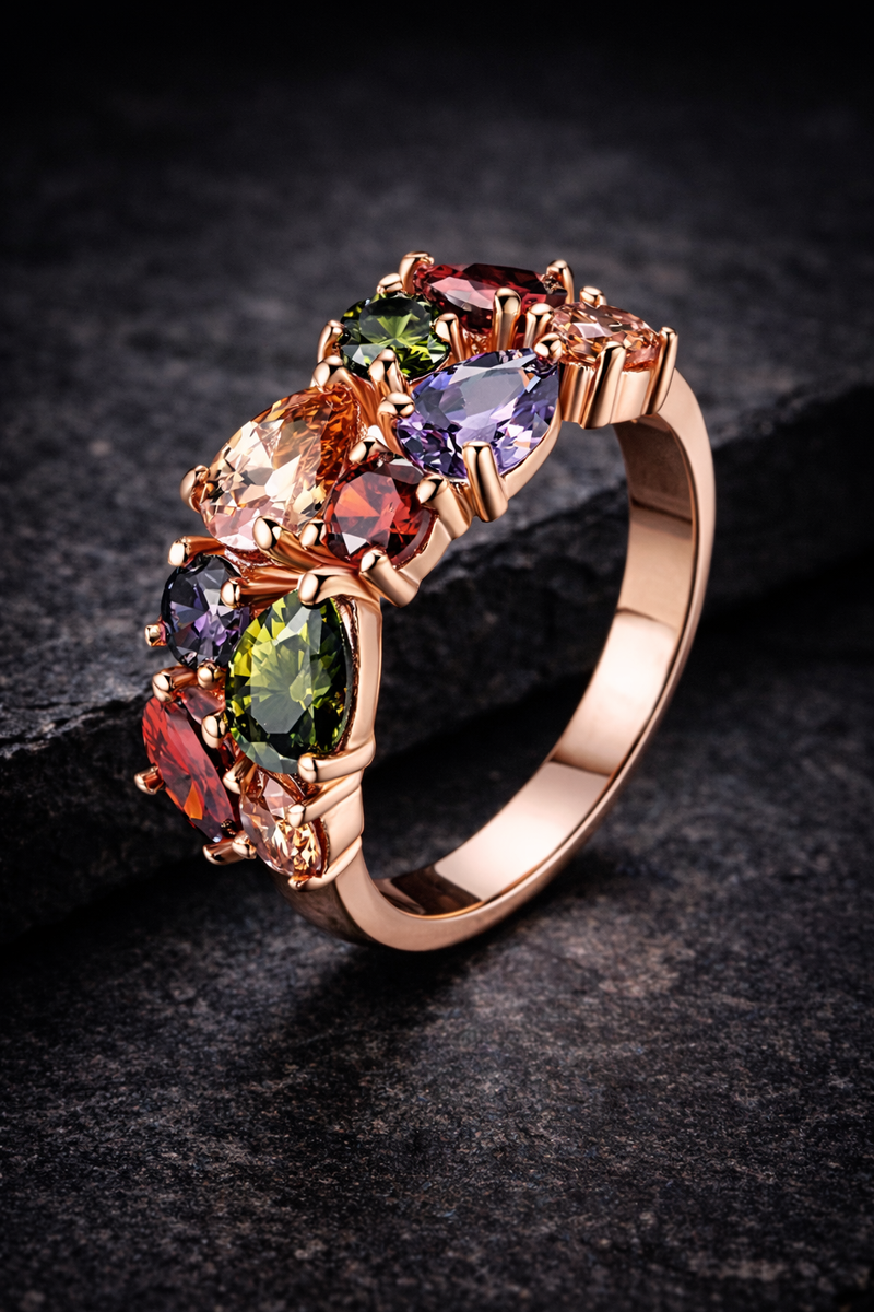 Multi-Stone Rose Gold Ring PRISM HEAT