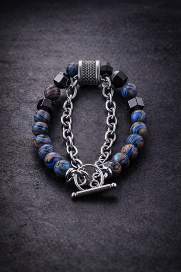 Bead + Chain Mixed Bracelet / CHAIN THEORY