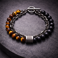 BL049 – Tiger Eye + Black Bead Bracelet / RAW INSTINCT