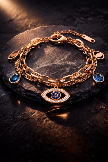 BL061 – Rose Gold Evil Eye Bracelet / AURA LOCK
