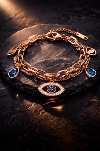 BL061 – Rose Gold Evil Eye Bracelet / AURA LOCK