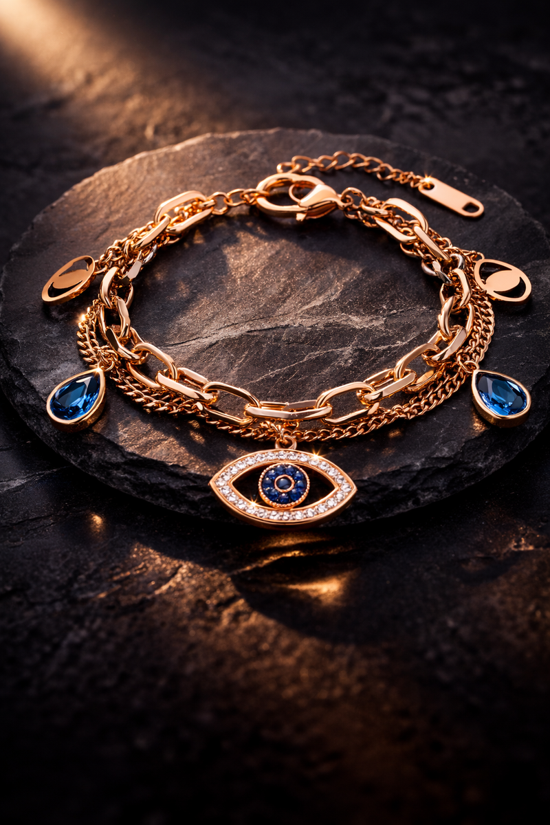 BL061 – Rose Gold Evil Eye Bracelet / AURA LOCK
