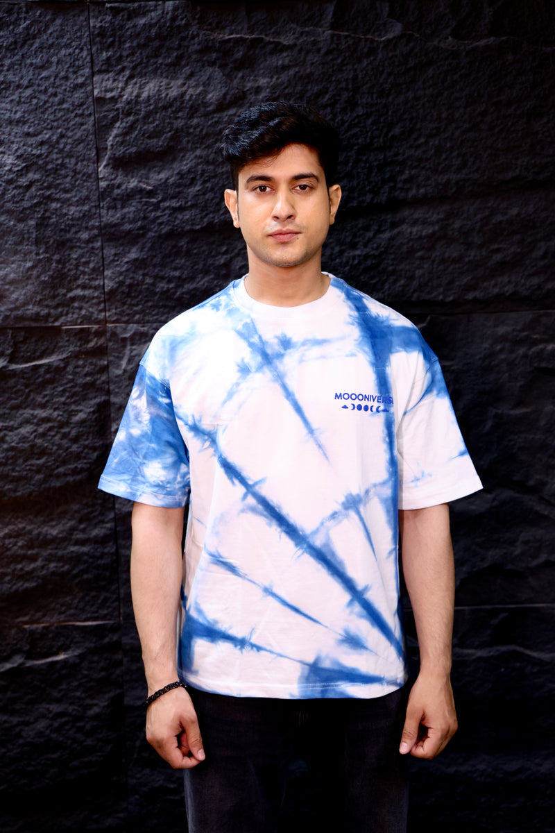 Cotton Sky - Sky Blue and White Oversized Tie-Dye Tee