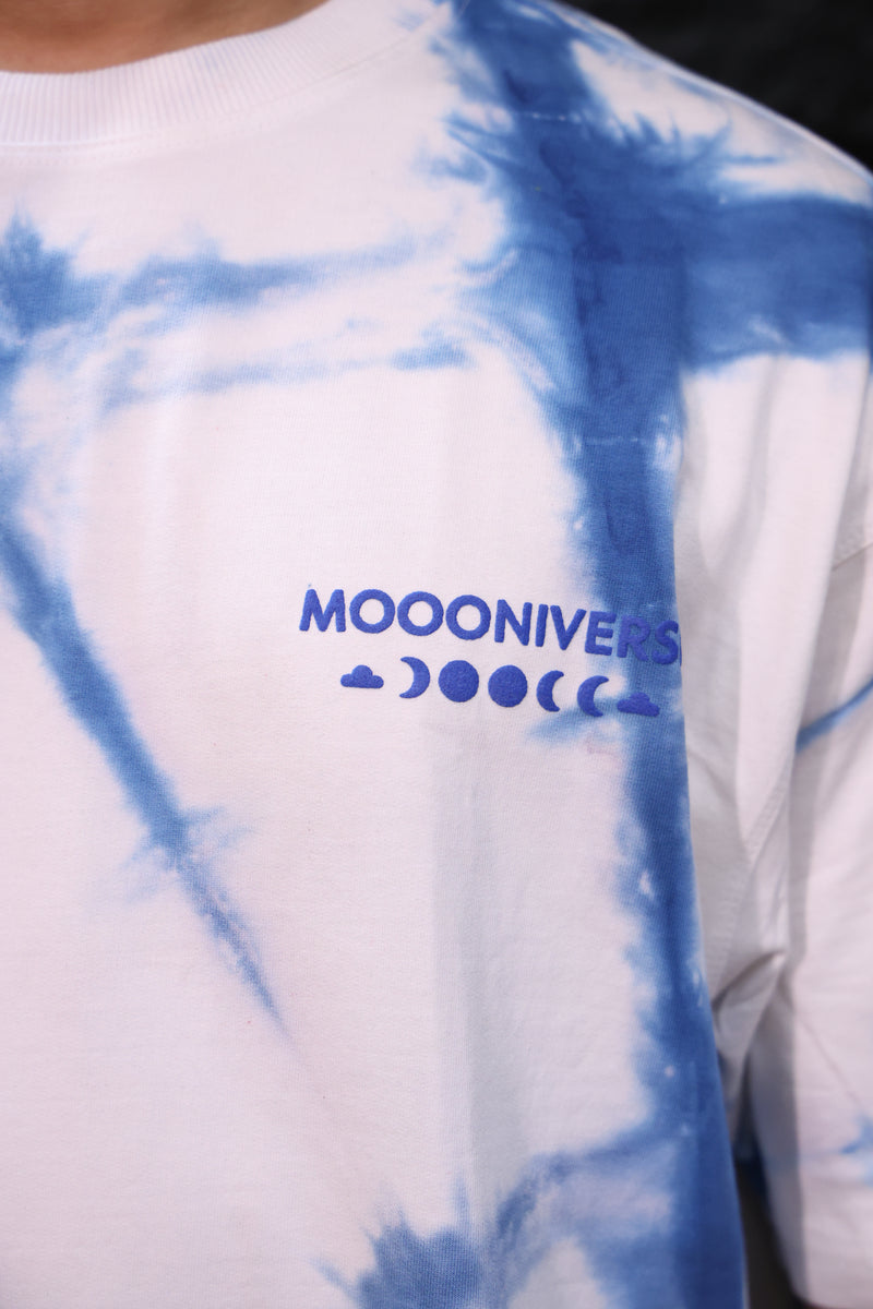 Cotton Sky - Sky Blue and White Oversized Tie-Dye Tee