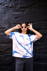 Cotton Sky - Sky Blue and White Oversized Tie-Dye Tee