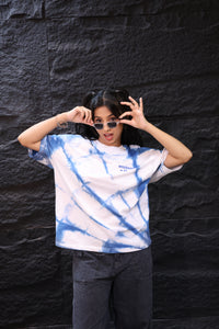 Cotton Sky - Sky Blue and White Oversized Tie-Dye Tee