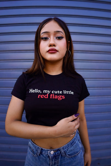 Hello, My Cute Little Red Flags – MOOONIVERSE Baby Tee
