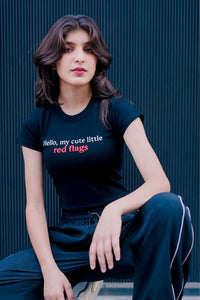 Hello, My Cute Little Red Flags – MOOONIVERSE Baby Tee