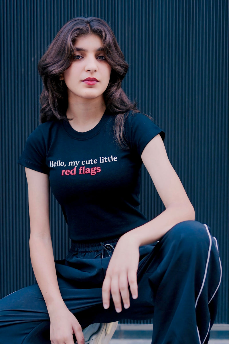 Hello, My Cute Little Red Flags – MOOONIVERSE Baby Tee