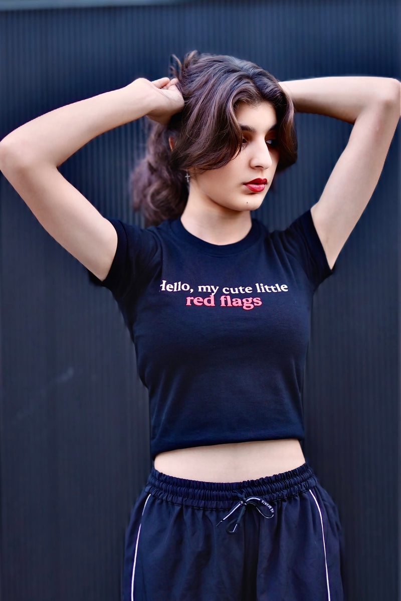 Hello, My Cute Little Red Flags – MOOONIVERSE Baby Tee