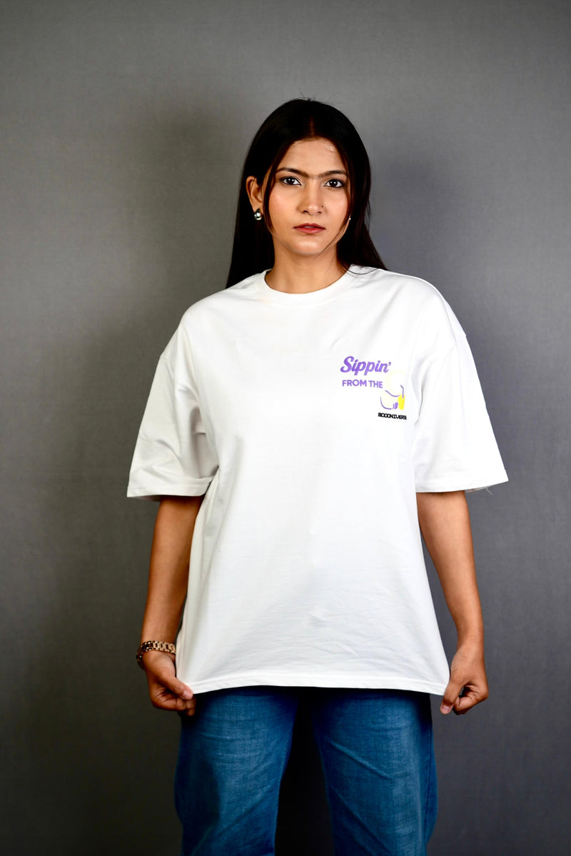 Zero Gravity Sips - Cosmic Milk Oversized Tee White Edition