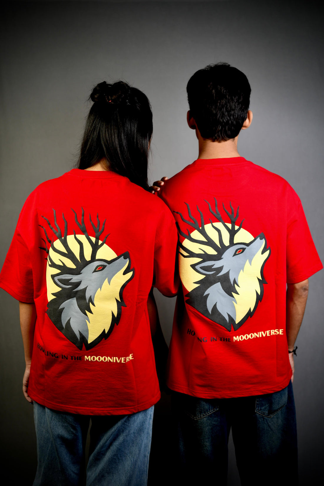 Red Moon Ritual“ Wolf Spirit Red Oversized Tee