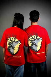 Red Moon Ritual“ Wolf Spirit Red Oversized Tee